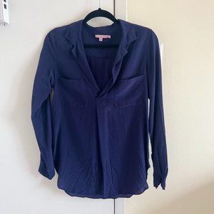 Calypso Navy Blue Silk Blouse